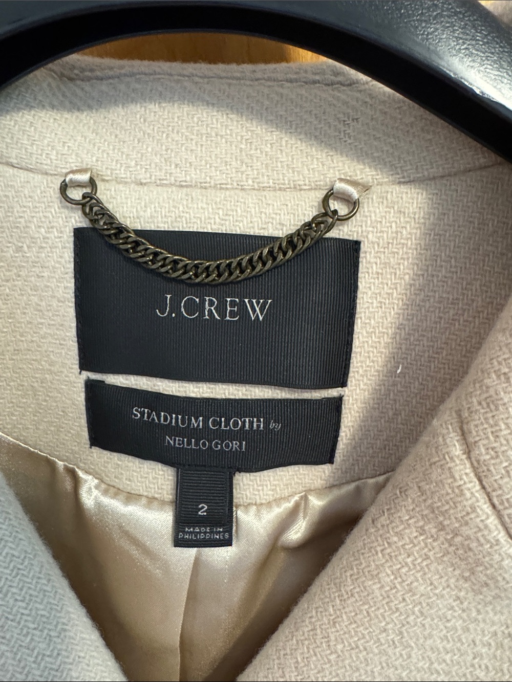 J. Crew Double-Breasted Light Taupe Wool Peacoat with Gold Buttons - Picture 2 of 6